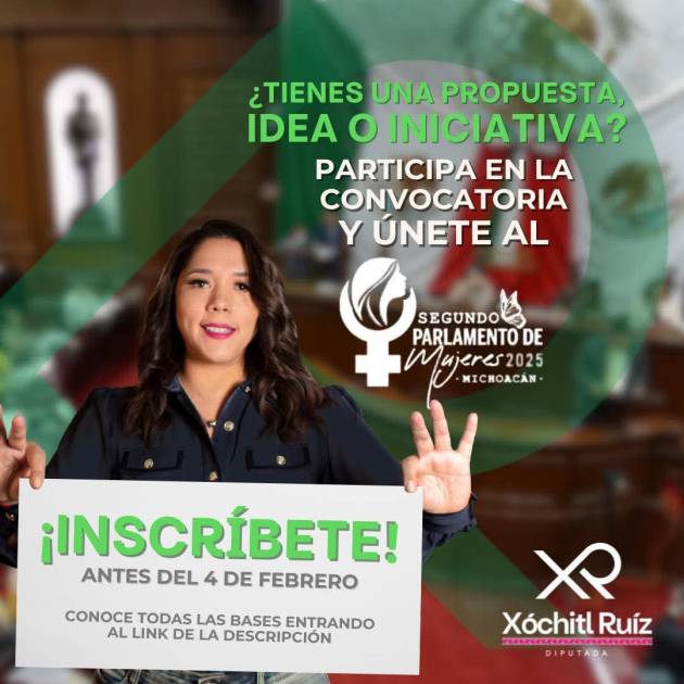 Invita Xóchitl Ruiz a participar en el Segundo Parlamento de Mujeres 2025 en Michoacán