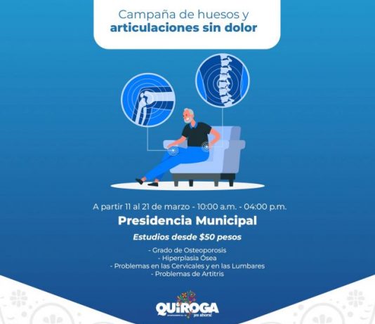 Lanza Gobierno de Quiroga campaña “Huesos y Articulaciones Sin Dolor” en apoyo a la salud de la población