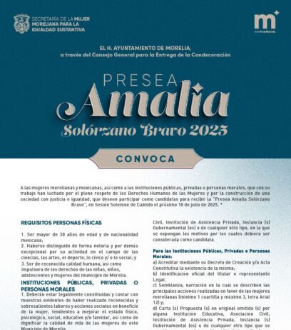 Semmujeris invita a reconocer a quienes hacen historia, con Presea ‘Amalia Solórzano Bravo’