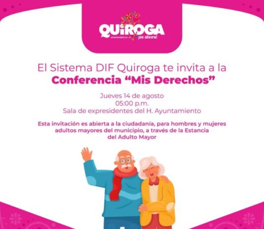 Promueve Gobierno de Quiroga conferencia para fortalecer derechos de las personas adultas mayores