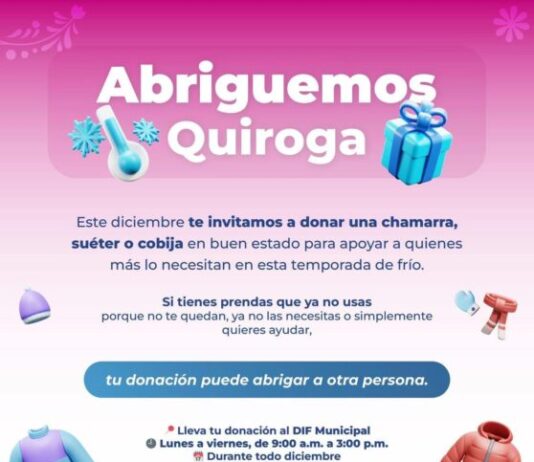 Invita Gobierno de Quiroga a participar en la campaña “Abriguiemos Quiroga”