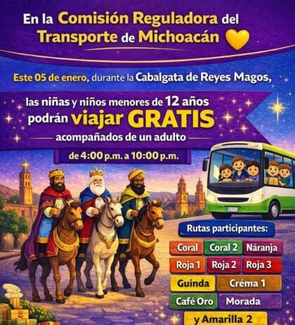 Gobierno de Morelia celebra la magia de Reyes con transporte gratuito para la niñez