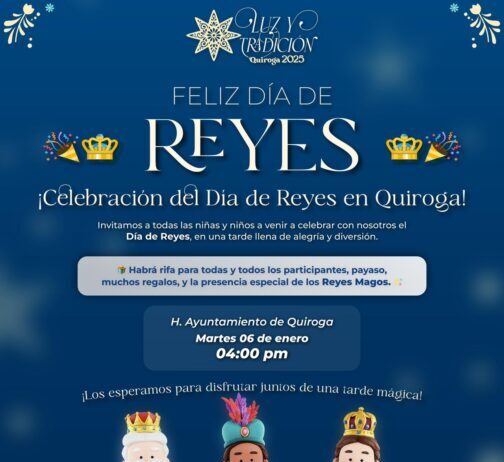 Alma Mireya González convoca a las familias de Quiroga a celebrar el Día de Reyes, mañana a las 4 pm, en el ayuntamiento