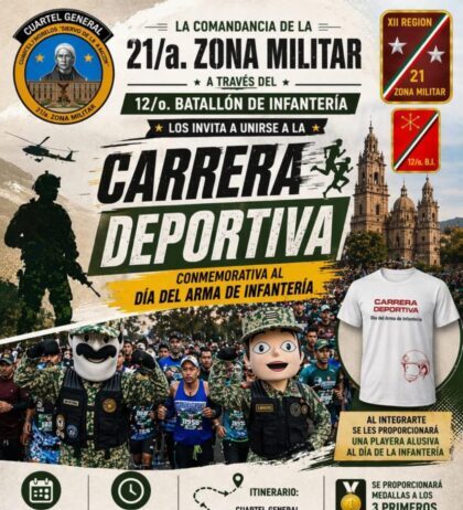 Ejército Mexicano invita a la Carrera Deportiva Conmemorativa del Día de la Infantería en Morelia.