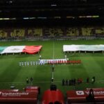 El Ejército Mexicano y la Guardia Nacional conmemoran el 60 Aniversario del Plan DN-III-E con un despliegue de banderas en el estadio Morelos en Morelia.