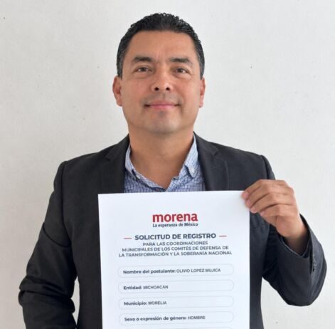 Olivio López Mujica formaliza registro para coordinar comités de Morena en Morelia